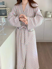 Printed Long Sleeve Night Gown Robe