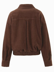 Brown Coudroy Zipper Jacket