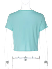 Deep V-neck Ruched T-shirt