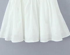 White 3d Floor Eyelet Mini Dress