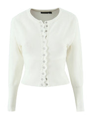 Two Piece O Neck Lantern Sleeve Cardigan And Shorts Set