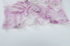 Mesh Print Halter Tank Top And Maxi Skirt Set