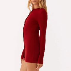 Long Sleeve Boydcon Button Down Mini Dress