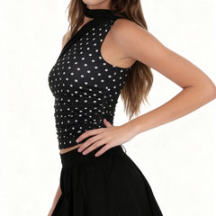 One Should Halter Scarf Mesh Tank Top