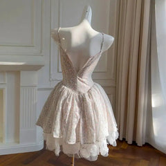 Stripe Floral Printed Bow Tulle Mini Ball Dress