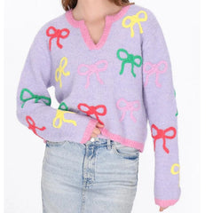 Bow Embroidery Sweater