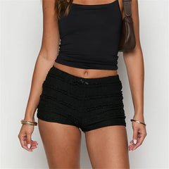 Ruched Low Rise Frill Bloomers Micro Shorts