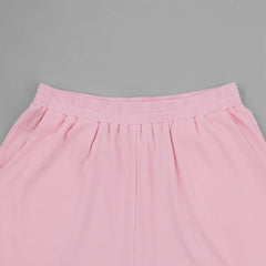 Polo Collar Short Sleeve Ribbed Knit T-Shirt And Shorts Set