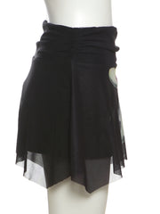 Black Flower Print Halter Tank Tops And Tassel Mini Skirts Set