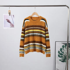 Striped O-neck Long Sleeve Knit Sweater
