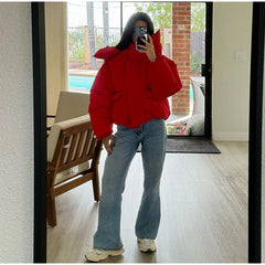 Hooded Padded Stand Collar Coat