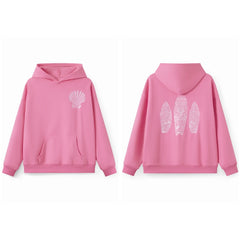 Surf Board Embroidered Hoodie - Loose Fit Pullover