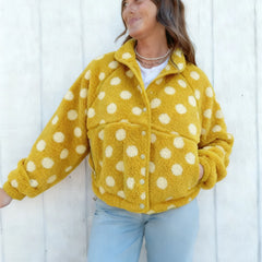 Polka Dot Fuzzy Fleece Jacket