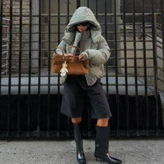 Hooded Padded Stand Collar Coat