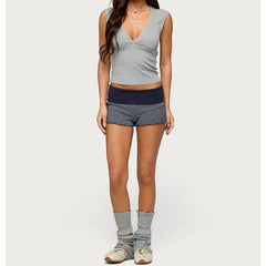 Fold Over Printed Micro Shorts