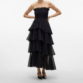 Black strapless tiered dress