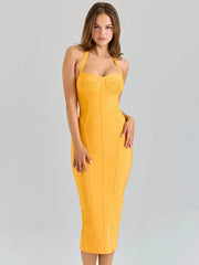 Yellow Bandage Midi Dress