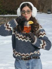 Turtleneck Jacquard Print Sweater