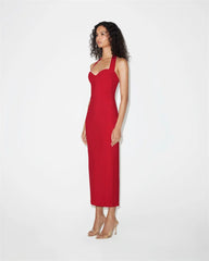 Solid Halter Bandage Maxi Dress