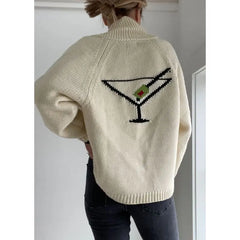 Shawl Collar Back Printed Cardigan