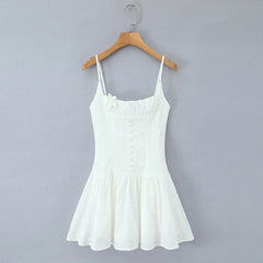 White 3d Floor Eyelet Mini Dress