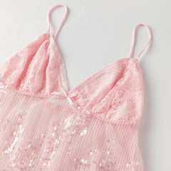 Lace Cami Sequin Sheer Top