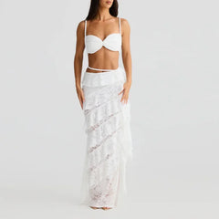 Knitted Twist Bralette And Maxi Skirt Set