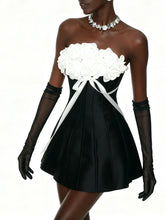 Rose Appliques Strapless Mini Dress