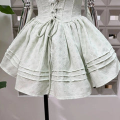 Embroidery Lace-up Crossover Strap Mini Dress