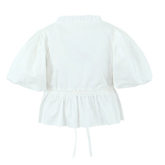 White Short Puff Sleeve Crop Top