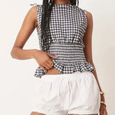 Plaid Smocked Tank Top