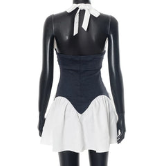 White Halter Corset Mini Dress