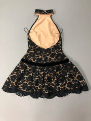 Black Lace Open Black Frill Mini Dress