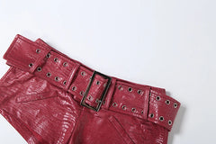 PU Leather Lace Up Corset Strapless Top And Shorts Set
