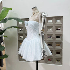 Tie Up Strap 3D Flower Embellished Tulle Mini Dress