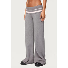 Striped Knit Zip Hooded Jacket And Sweatpants Set