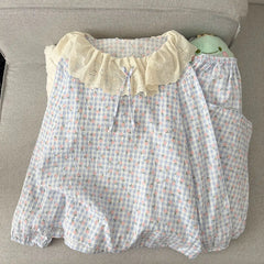 Frill Collar Long-Sleeve Pajama Set