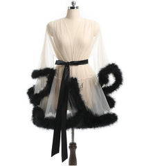 Short Feather Robe Dressing Gown