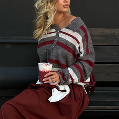 Grey Striped Knitted Jumper
