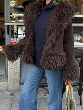 Faux Fur Plush Lapel Brown Jacket