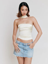 Satin Wrap Around Strap Crop Top