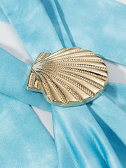 Blue Halter Shell Cowl Crop Top