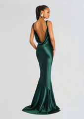 Mermaid Hem Open Back Cowl Strap Maxi Dress