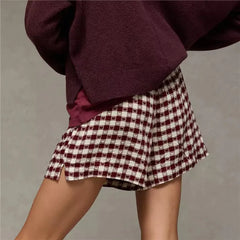 Plaid Elastic Waist Bowtie Shorts