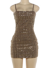 Sequins Patchwork Cami Bodycon Mini Dress
