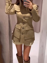 Khaki Spliced Single Breated Jacket