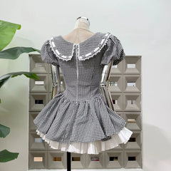 Peter Pan Collar Polka Dot Bow Flared Mini Dress