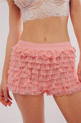 Layered Ruffle Lace Trim Shorts