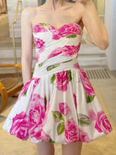 Rose Printing Mini Strapless Dress