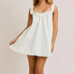 Bow Front Ruffled Trim Mini Dress